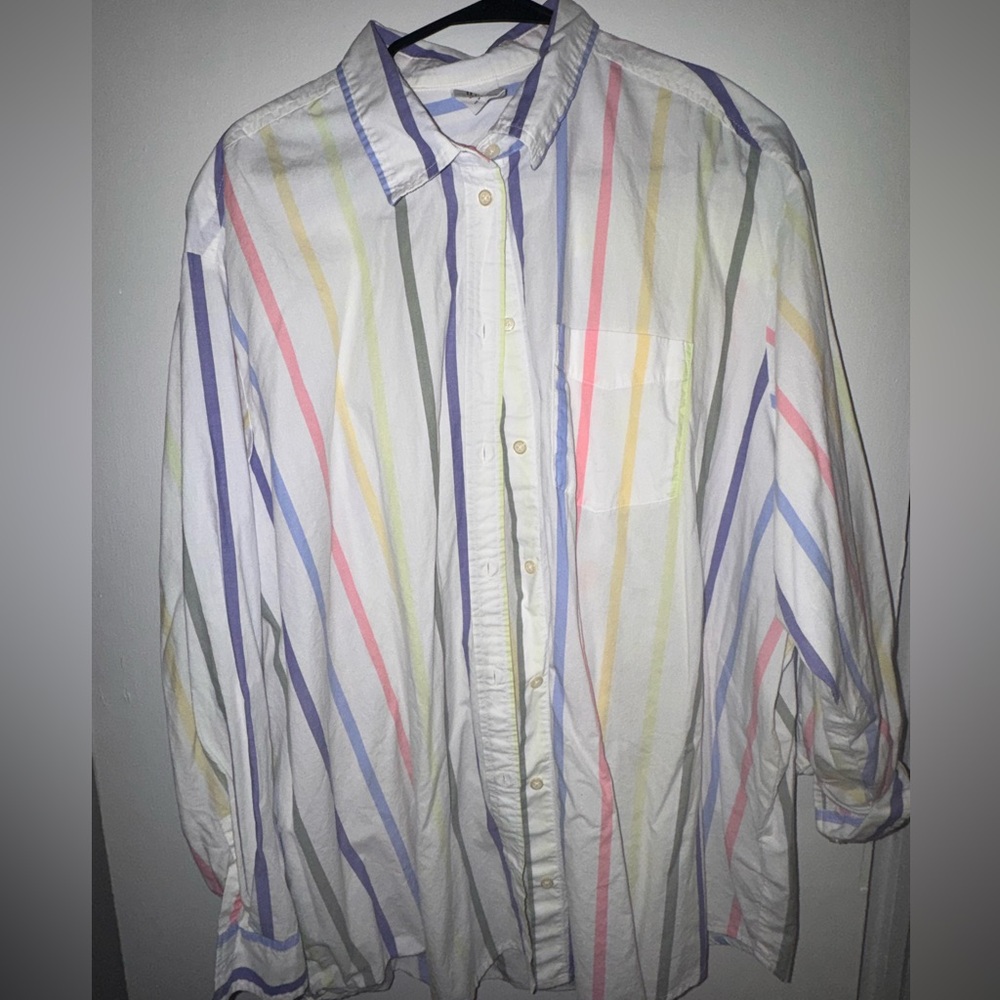 GAP Oversized Striped Shirt in Light Blue & Pink